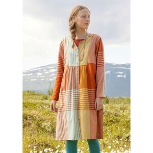 Gudrun Sjoden Tunic Dress Multicolor Patchwork Organic Cotton Scandi Boho Medium